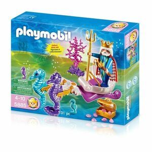 PLAYMOBIL 5885 King Neptune and Seahorse Chariot Underwater Mermaid Toy Set
